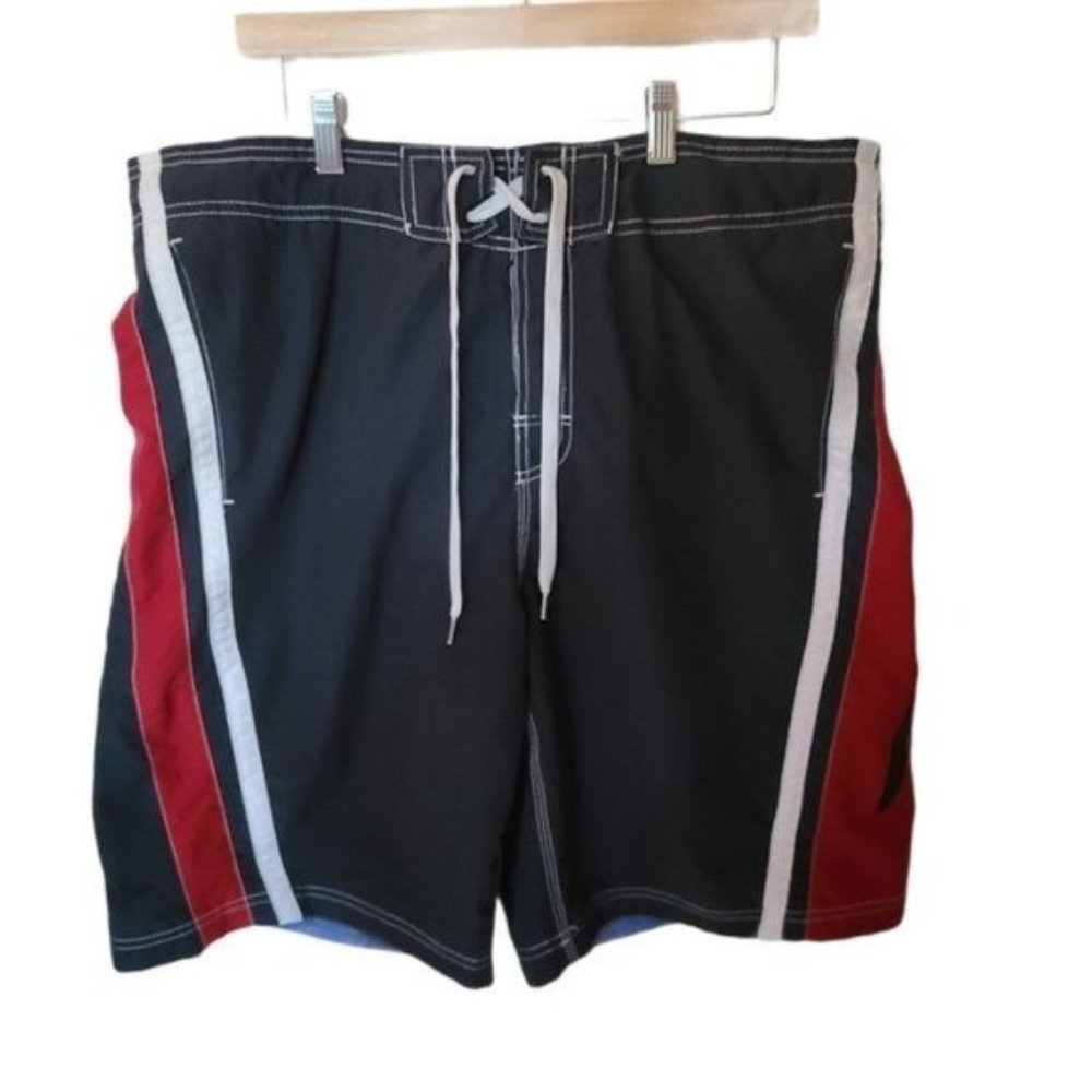 SPEEDO Men's Blue Red Swim Trunks Shorts Pockets